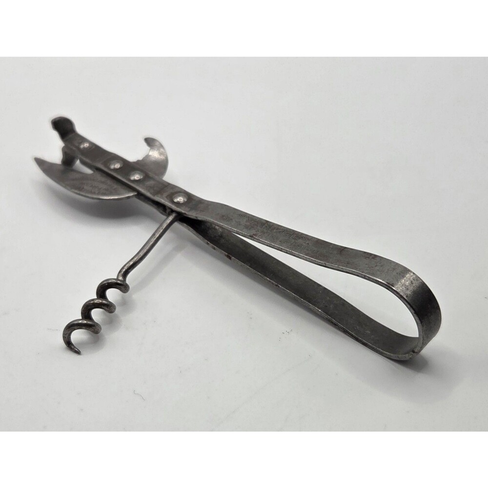 Antique Yankee Can Bottle Opener Corkscrew Taylor Mfg Co Hartford Conn 1902 1906